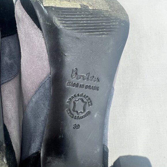 Boden Suede Black Gray T-Strap Heeled Pumps Women's Size 39 US 8 - Picture 10 of 10